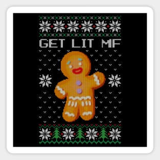 Cristmas Sweaters -  Ugly Sweater - Lets Get Lit Mf Magnet